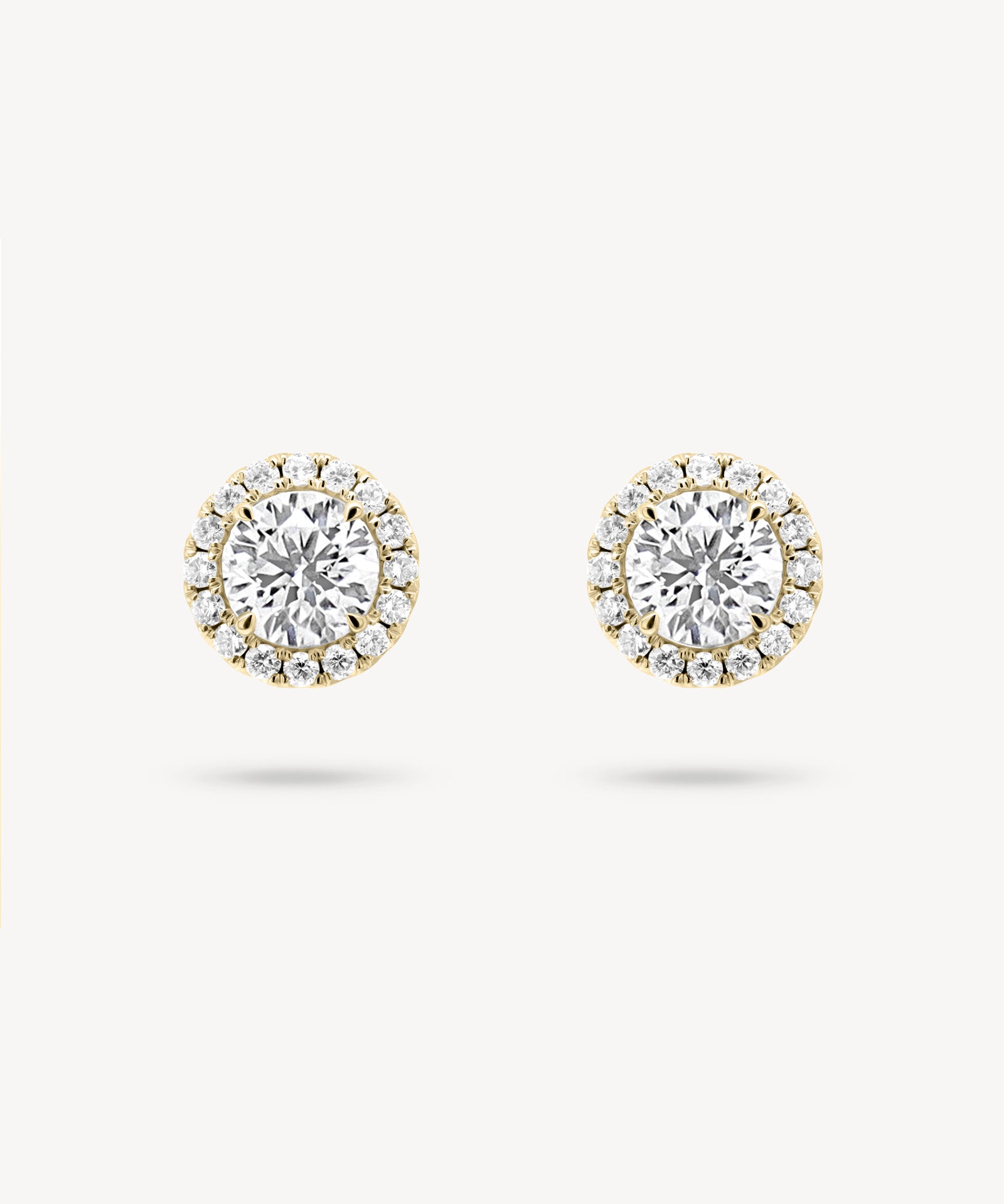 Round Cut Diamond Stud Earrings with Removable Halo