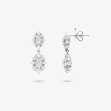 Mixed Diamond Cluster Drop Earrings