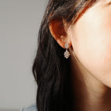 Mixed Diamond Cluster Drop Earrings