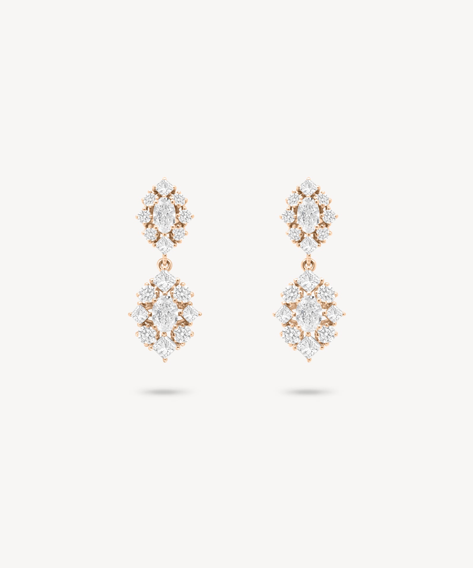 Mixed Diamond Cluster Drop Earrings