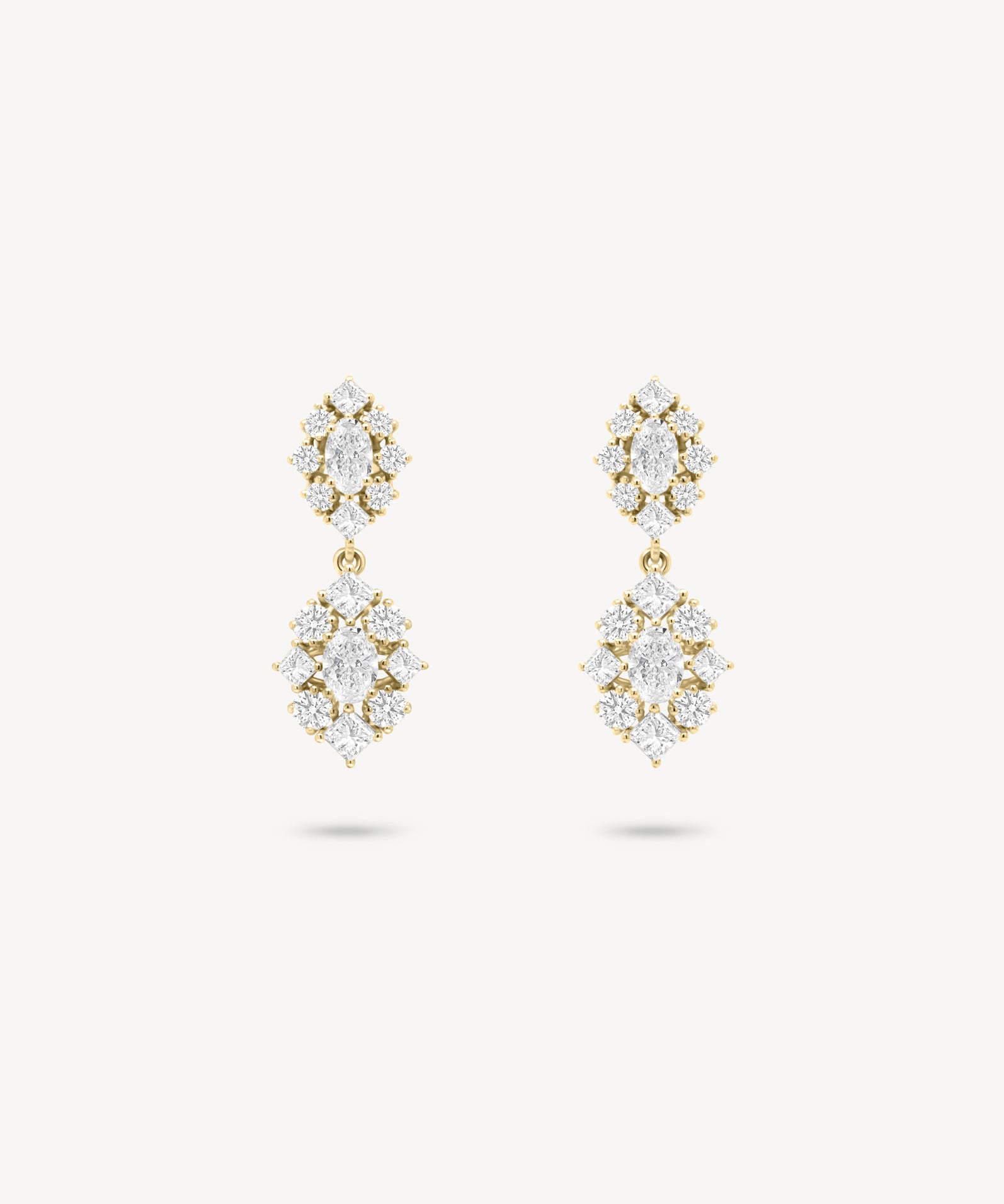 Mixed Diamond Cluster Drop Earrings
