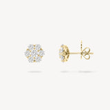 Diamond Cluster Flower Stud Earrings