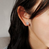 Diamond Cluster Flower Stud Earrings
