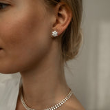Diamond Cluster Flower Stud Earrings