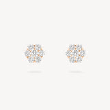 Diamond Cluster Flower Stud Earrings