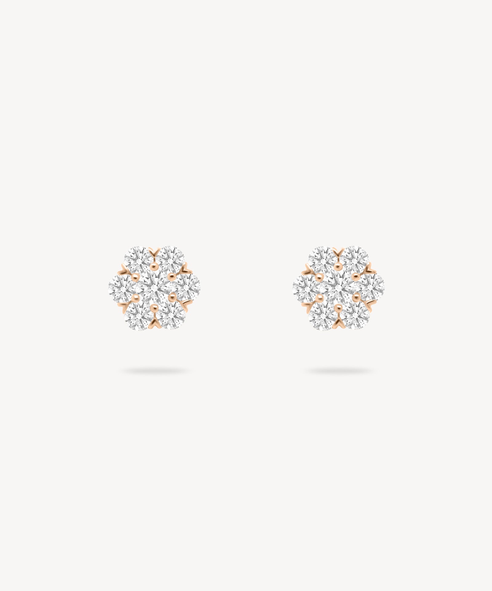 Diamond Cluster Flower Stud Earrings