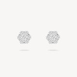 Diamond Cluster Flower Stud Earrings