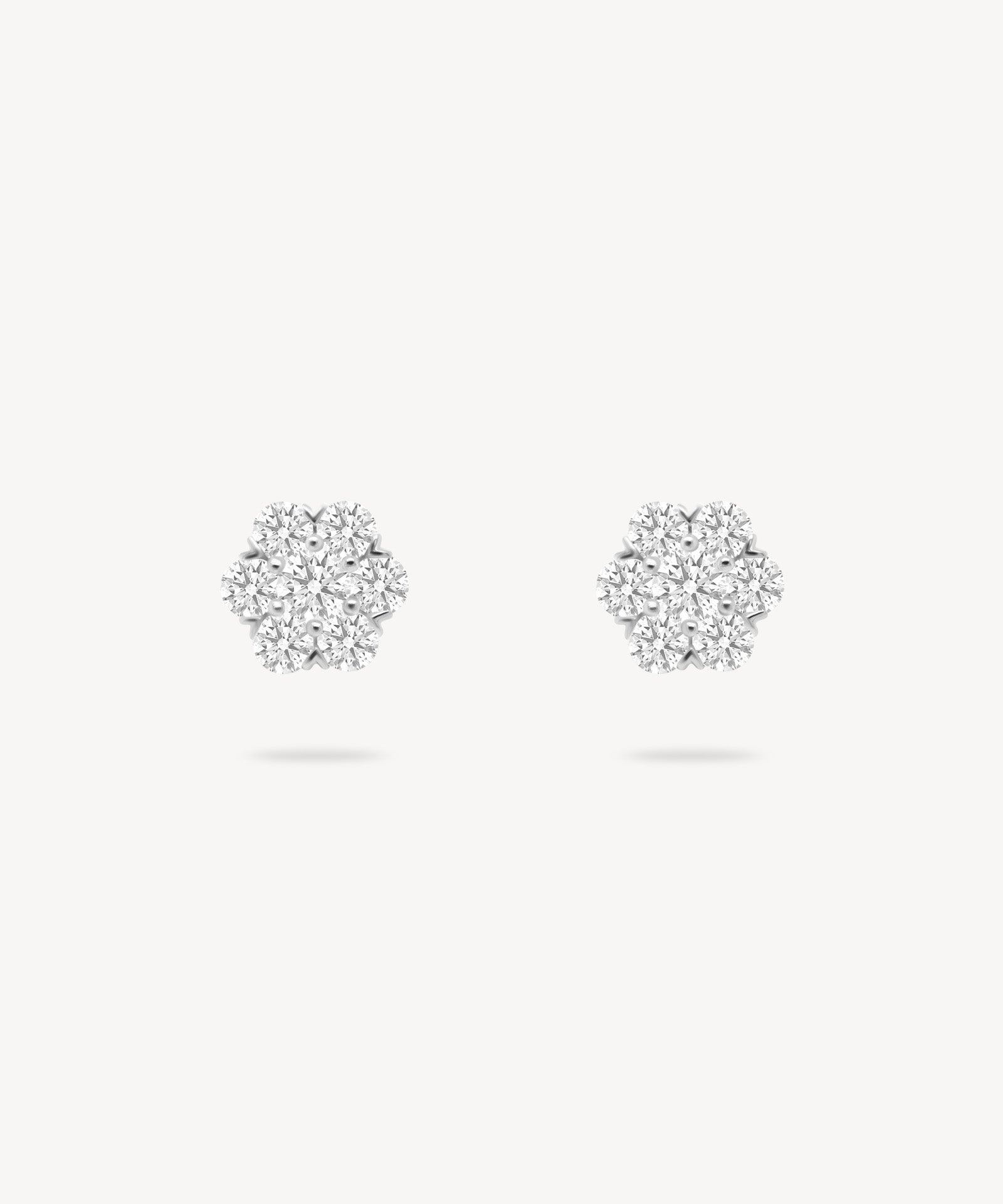 Diamond Cluster Flower Stud Earrings