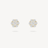 Diamond Cluster Flower Stud Earrings