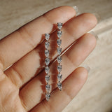 Pear Cut Diamond Long Drop Earrings
