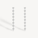 Pear Cut Diamond Long Drop Earrings