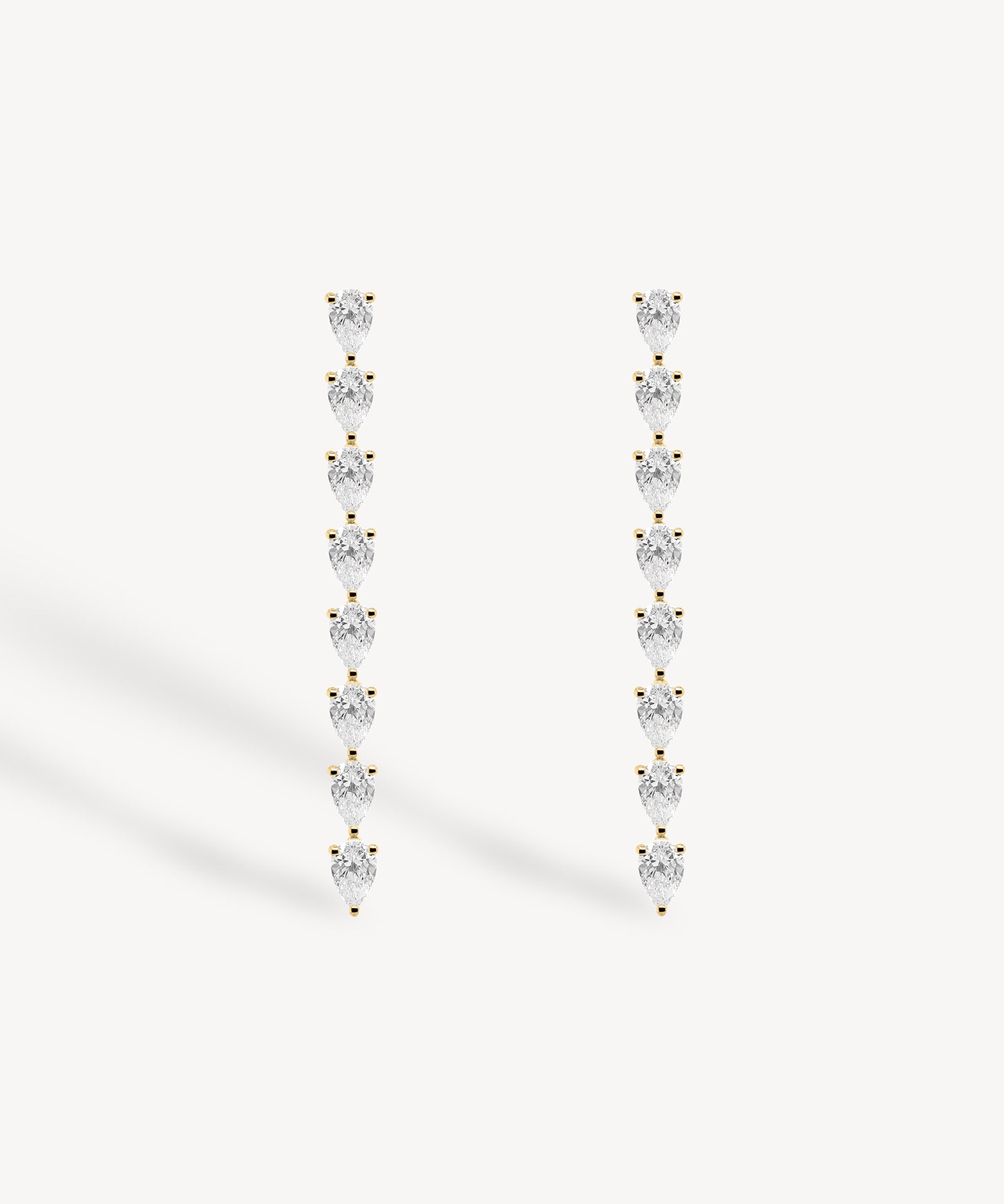 Pear Cut Diamond Long Drop Earrings