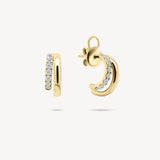 Gold and Diamond Pavé Huggie Earrings