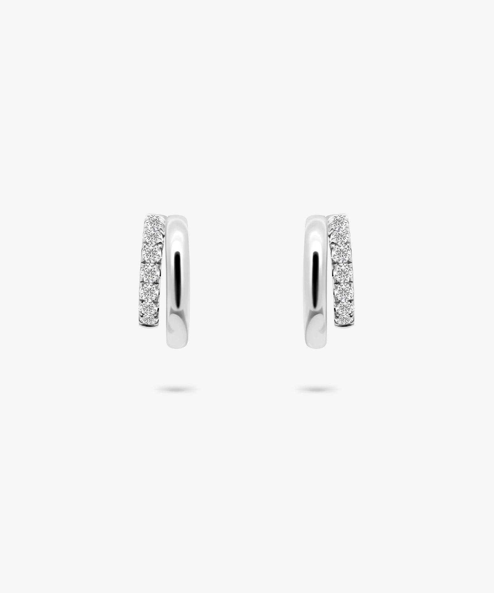 Gold and Diamond Pavé Huggie Earrings