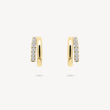 Gold and Diamond Pavé Huggie Earrings