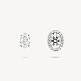 Oval Cut Diamond Stud Earrings with Removable Halo