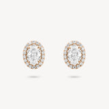Oval Cut Diamond Stud Earrings with Removable Halo
