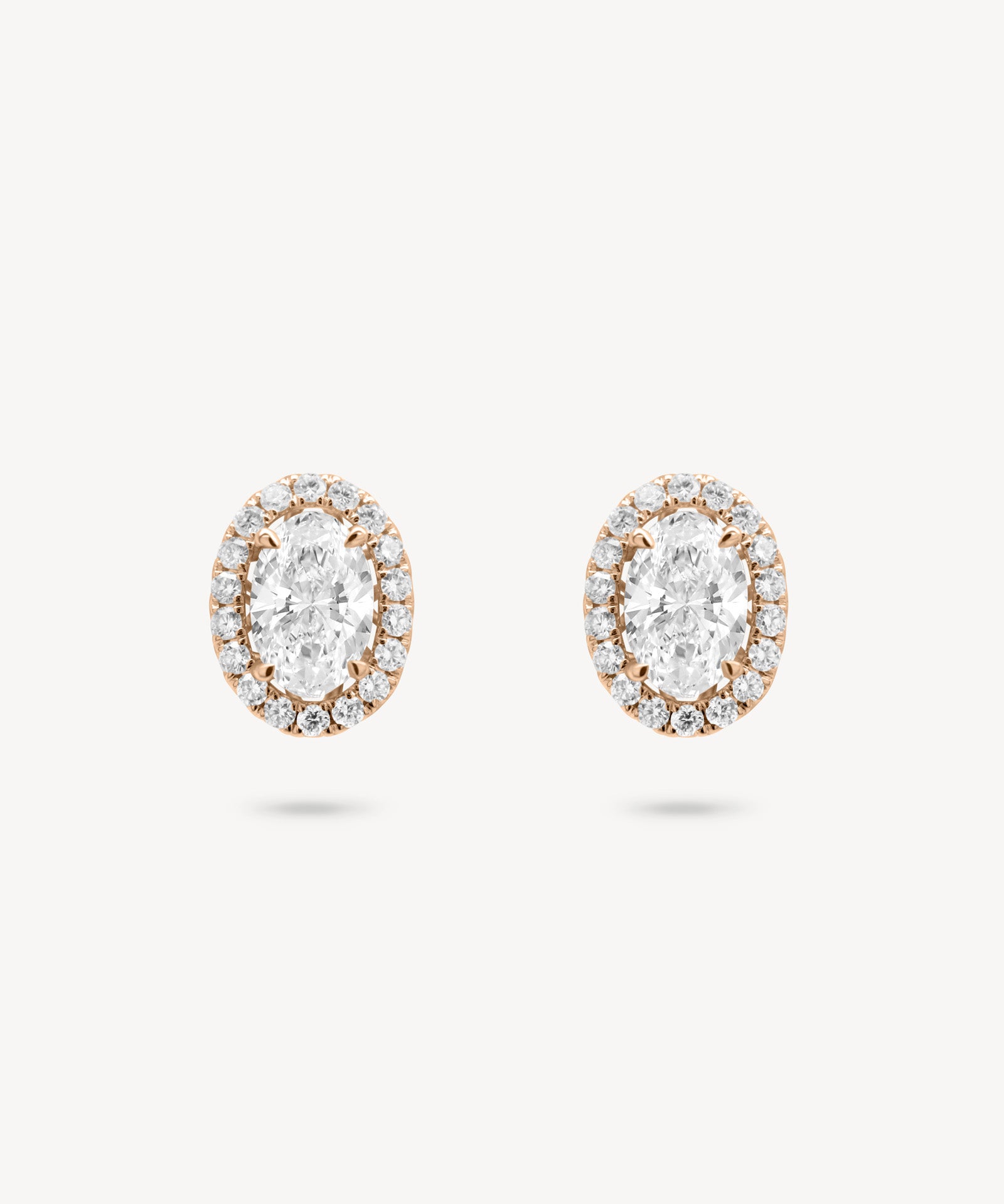 Oval Cut Diamond Stud Earrings with Removable Halo