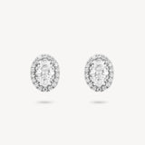 Oval Cut Diamond Stud Earrings with Removable Halo