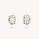 Oval Cut Diamond Stud Earrings with Removable Halo