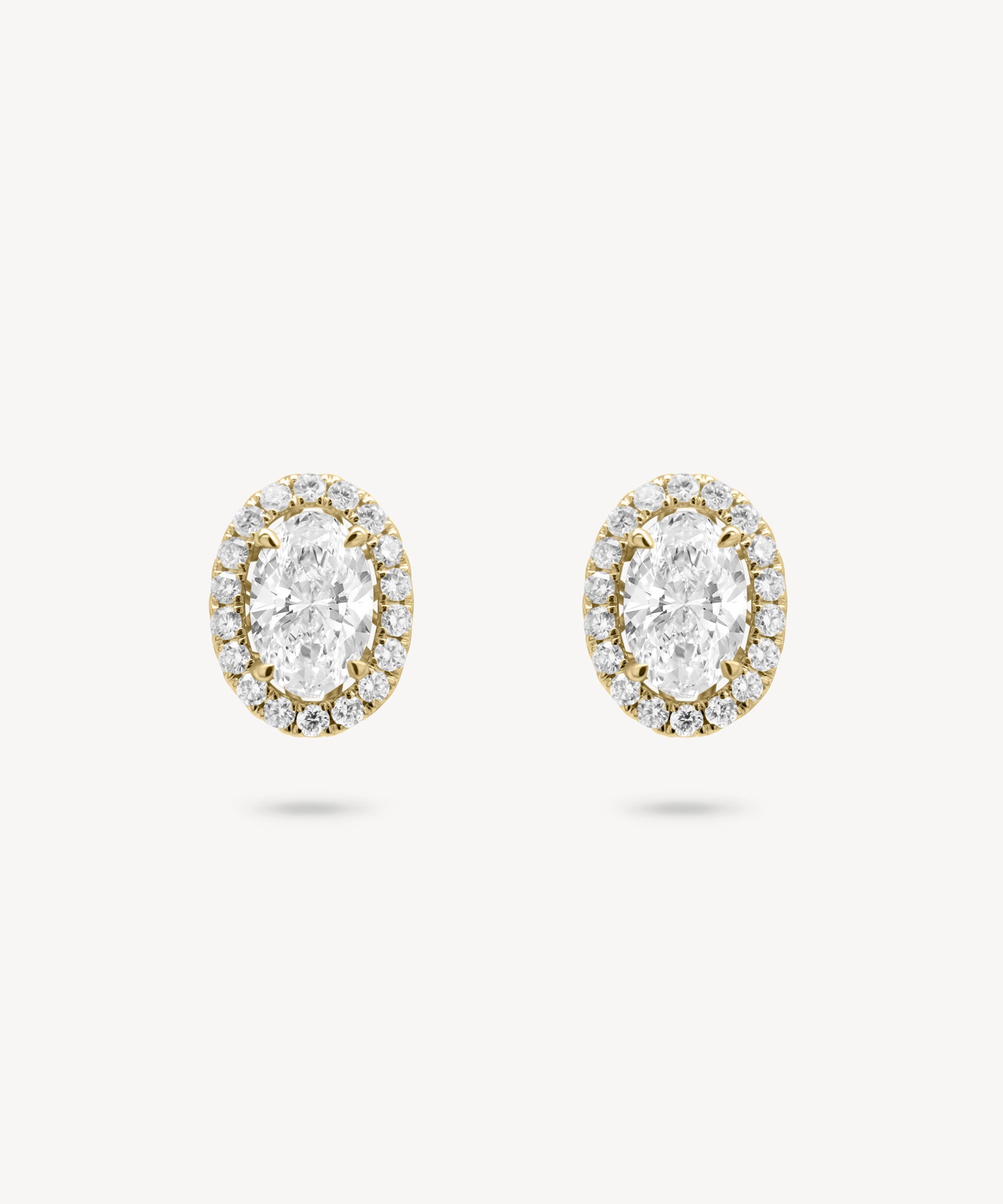 Oval Cut Diamond Stud Earrings with Removable Halo