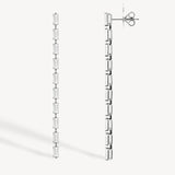 Baguette Cut Diamond Long Drop Earrings