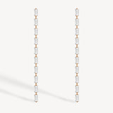 Baguette Cut Diamond Long Drop Earrings
