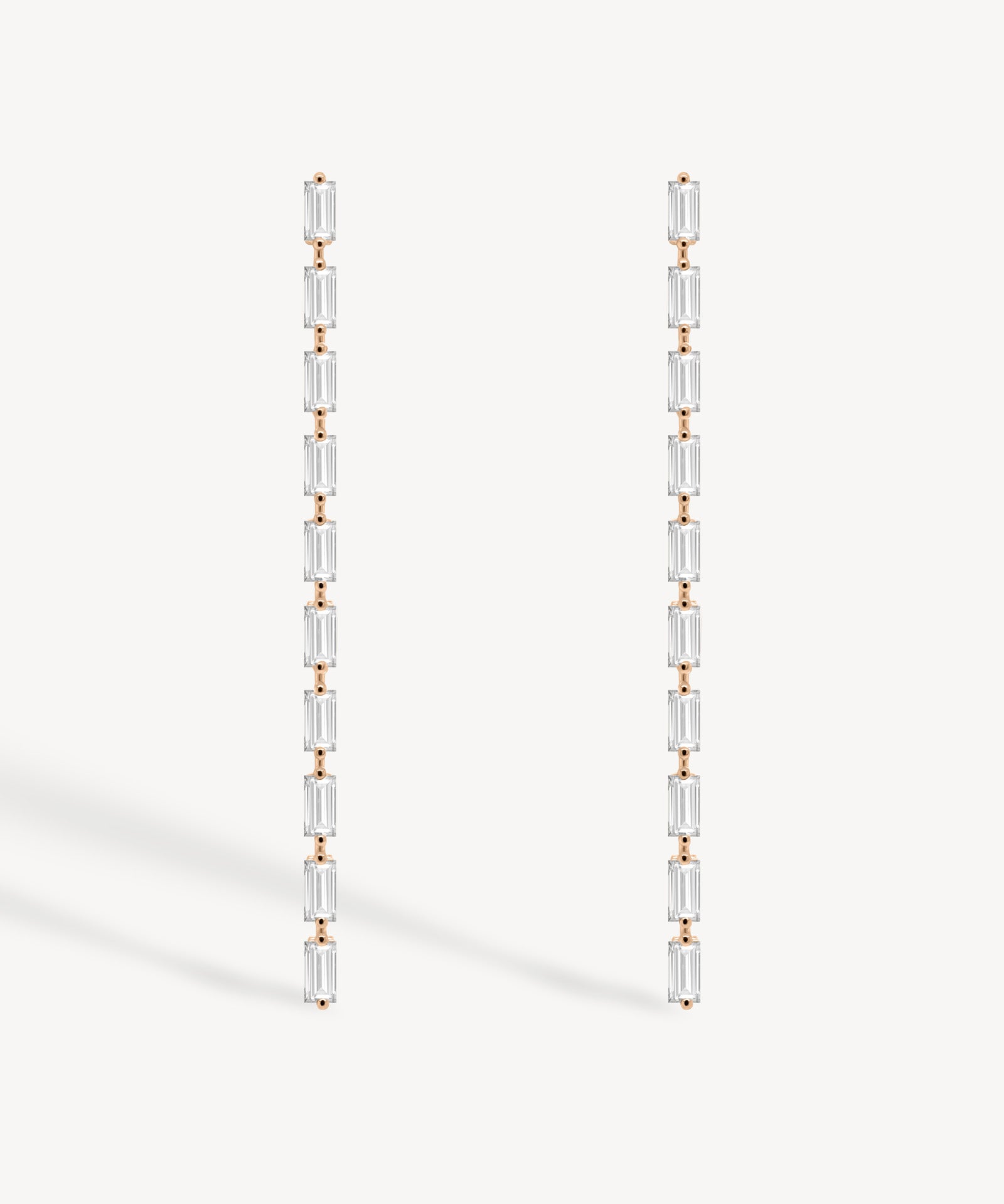 Baguette Cut Diamond Long Drop Earrings