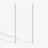 Baguette Cut Diamond Long Drop Earrings