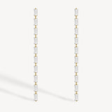 Baguette Cut Diamond Long Drop Earrings