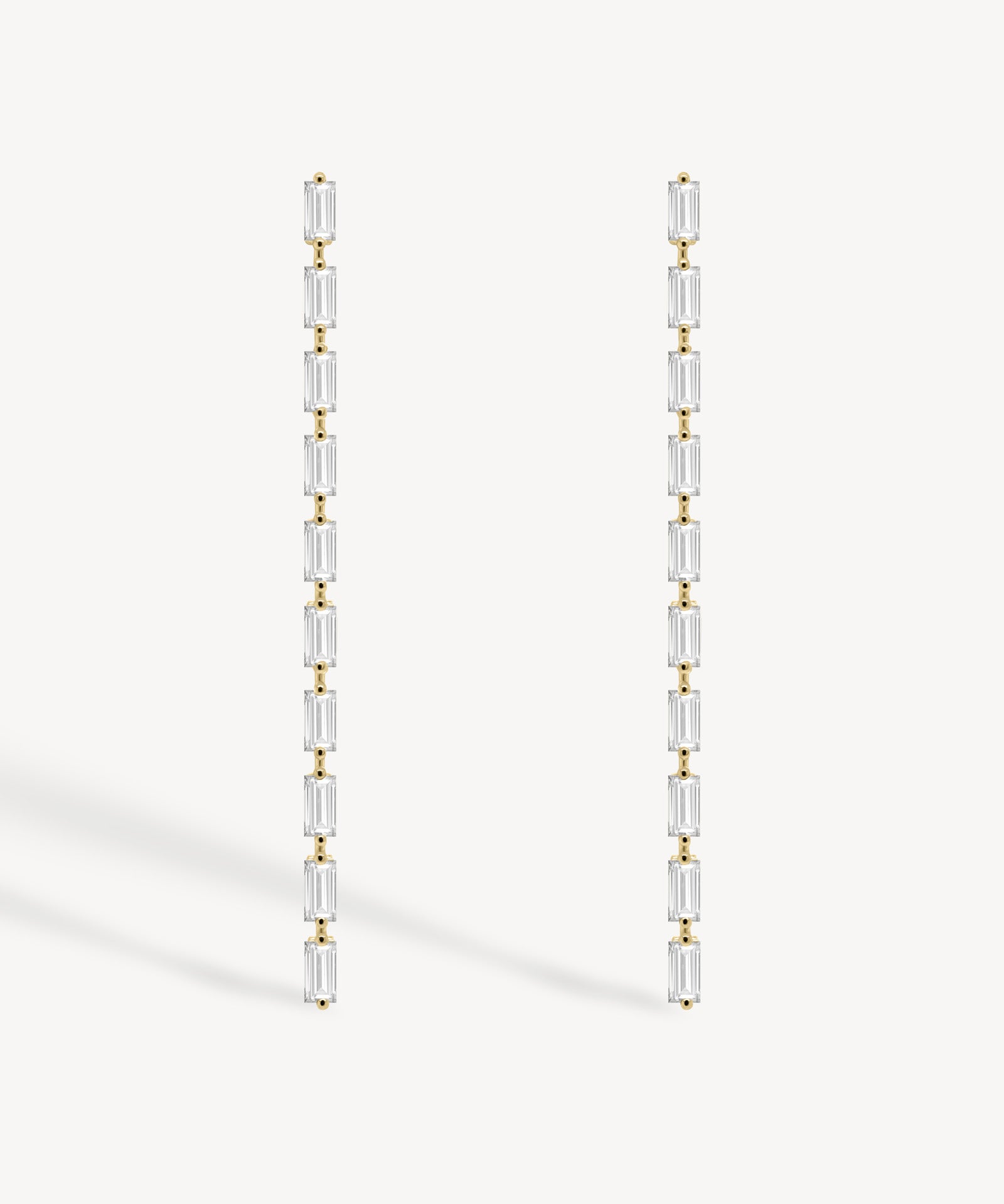 Baguette Cut Diamond Long Drop Earrings