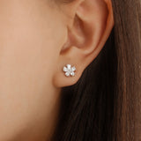 Five Petal Flower Diamond Stud Earrings