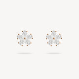 Five Petal Flower Diamond Stud Earrings