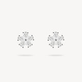 Five Petal Flower Diamond Stud Earrings
