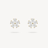 Five Petal Flower Diamond Stud Earrings