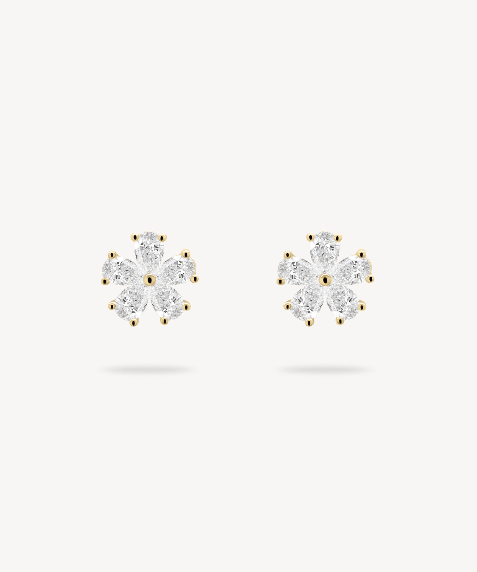 Five Petal Flower Diamond Stud Earrings