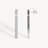 Round Cut Diamond Long Drop Earrings in Channel Setting