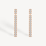 Round Cut Diamond Long Drop Earrings in Channel Setting