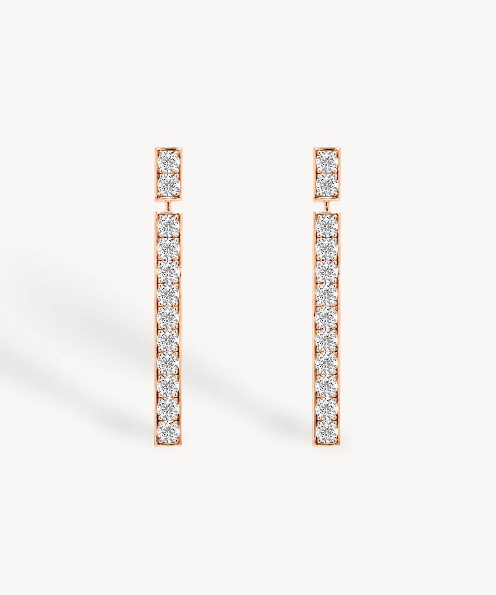 Round Cut Diamond Long Drop Earrings in Channel Setting