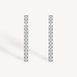 Round Cut Diamond Long Drop Earrings in Channel Setting
