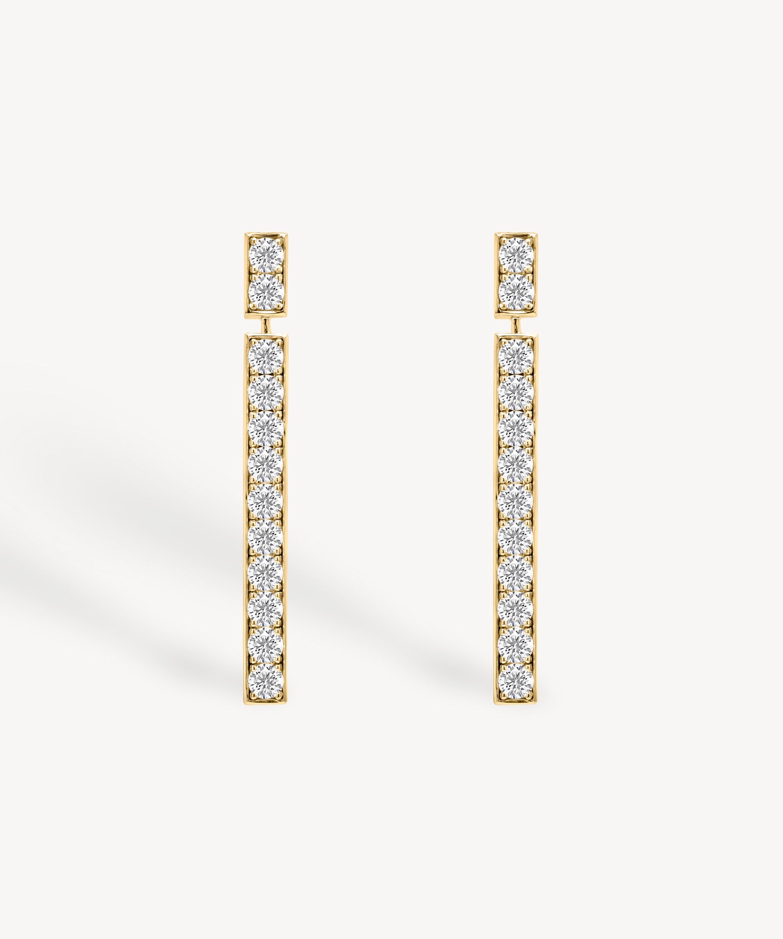 Round Cut Diamond Long Drop Earrings in Channel Setting