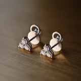 Three Stone Diamond Stud Earrings