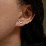 Three Stone Diamond Stud Earrings