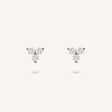 Three Stone Diamond Stud Earrings