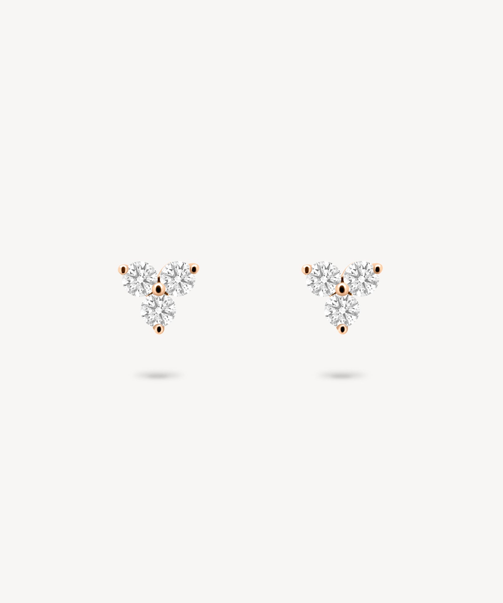 Three Stone Diamond Stud Earrings