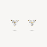 Three Stone Diamond Stud Earrings
