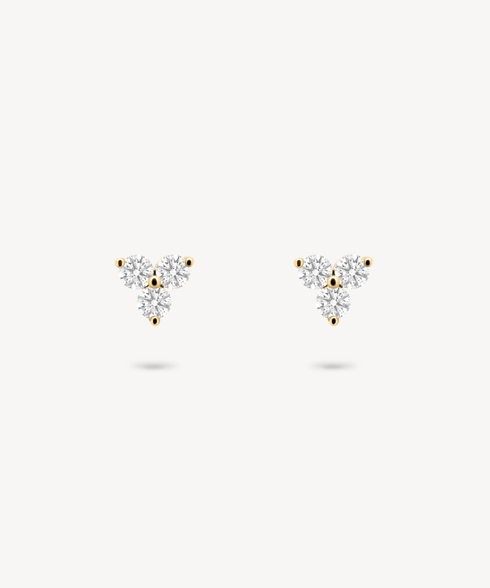 Three Stone Diamond Stud Earrings