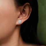 Oval Cut Diamond Stud Earrings with Removable Halo