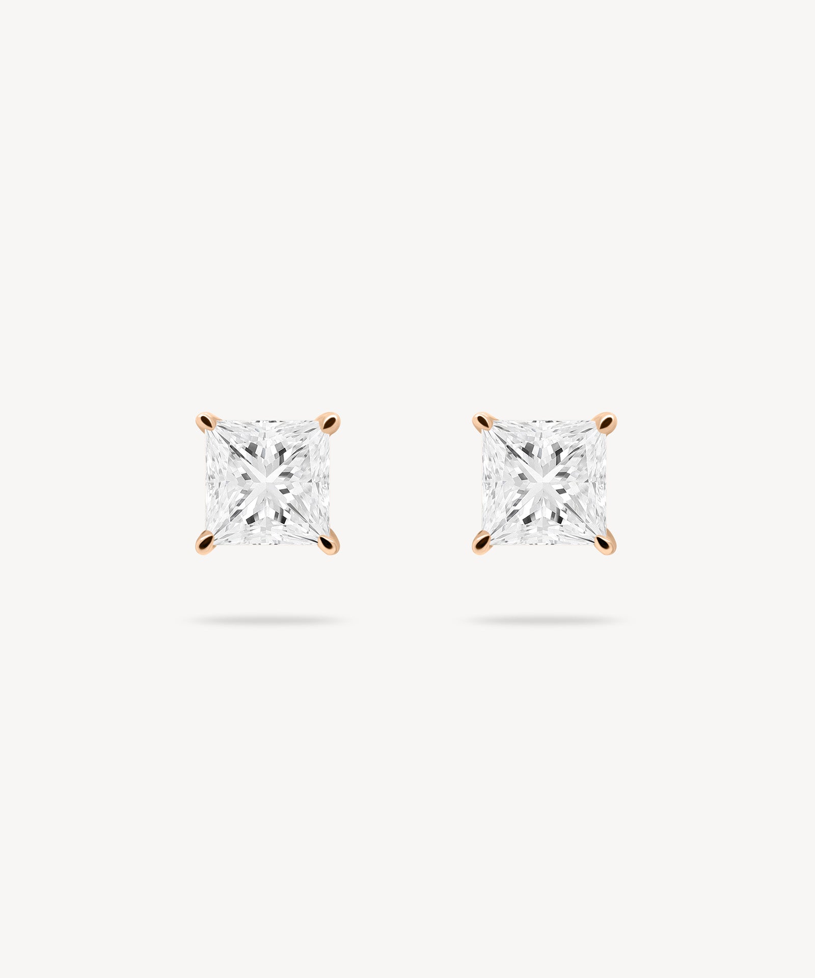 Princess Cut Diamond Solitaire Stud Earrings