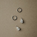 Diamond Pavé Huggie Earrings with Removable Pear Cut Drops
